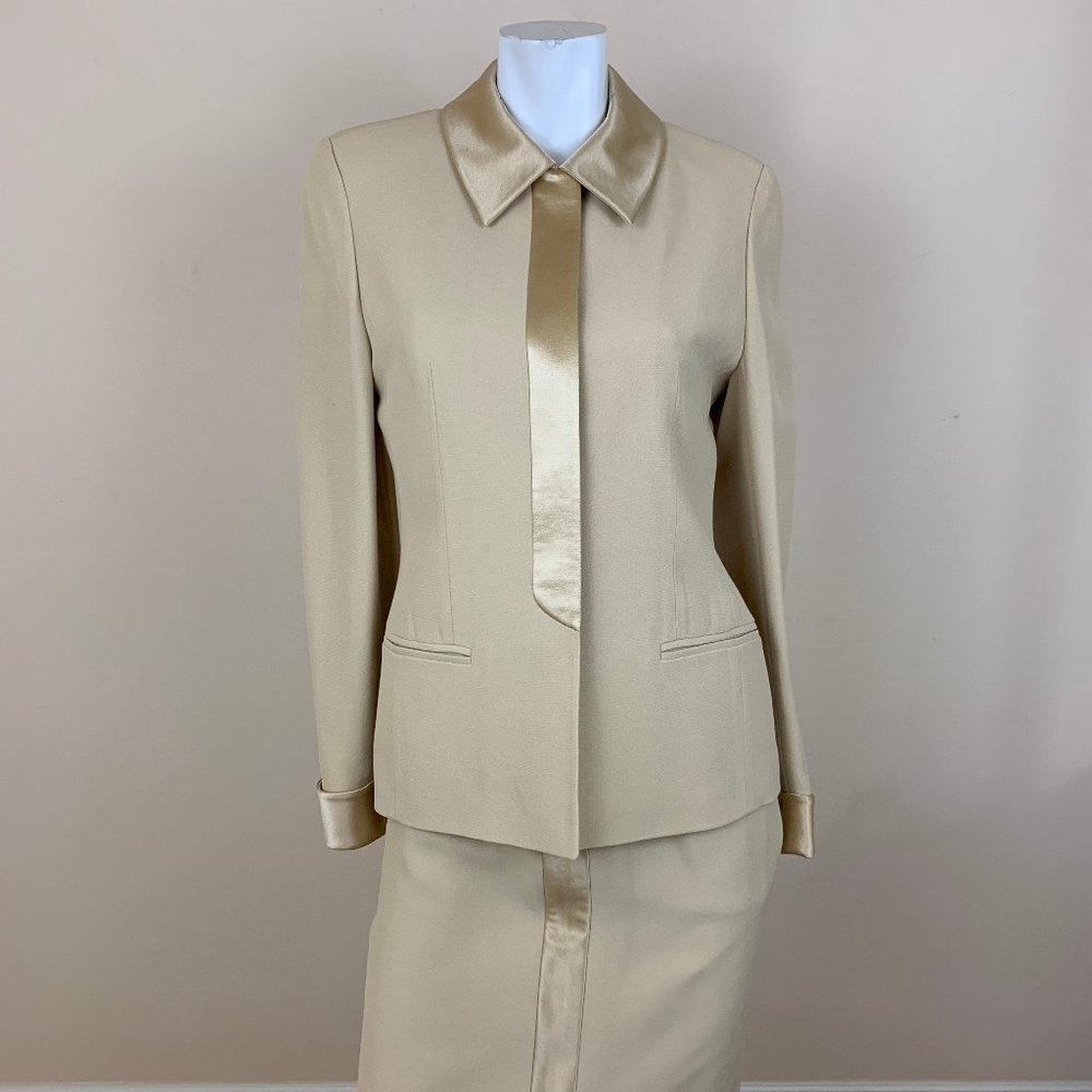 Louis Feraud Champagne 2 Piece Skirt Suit Set